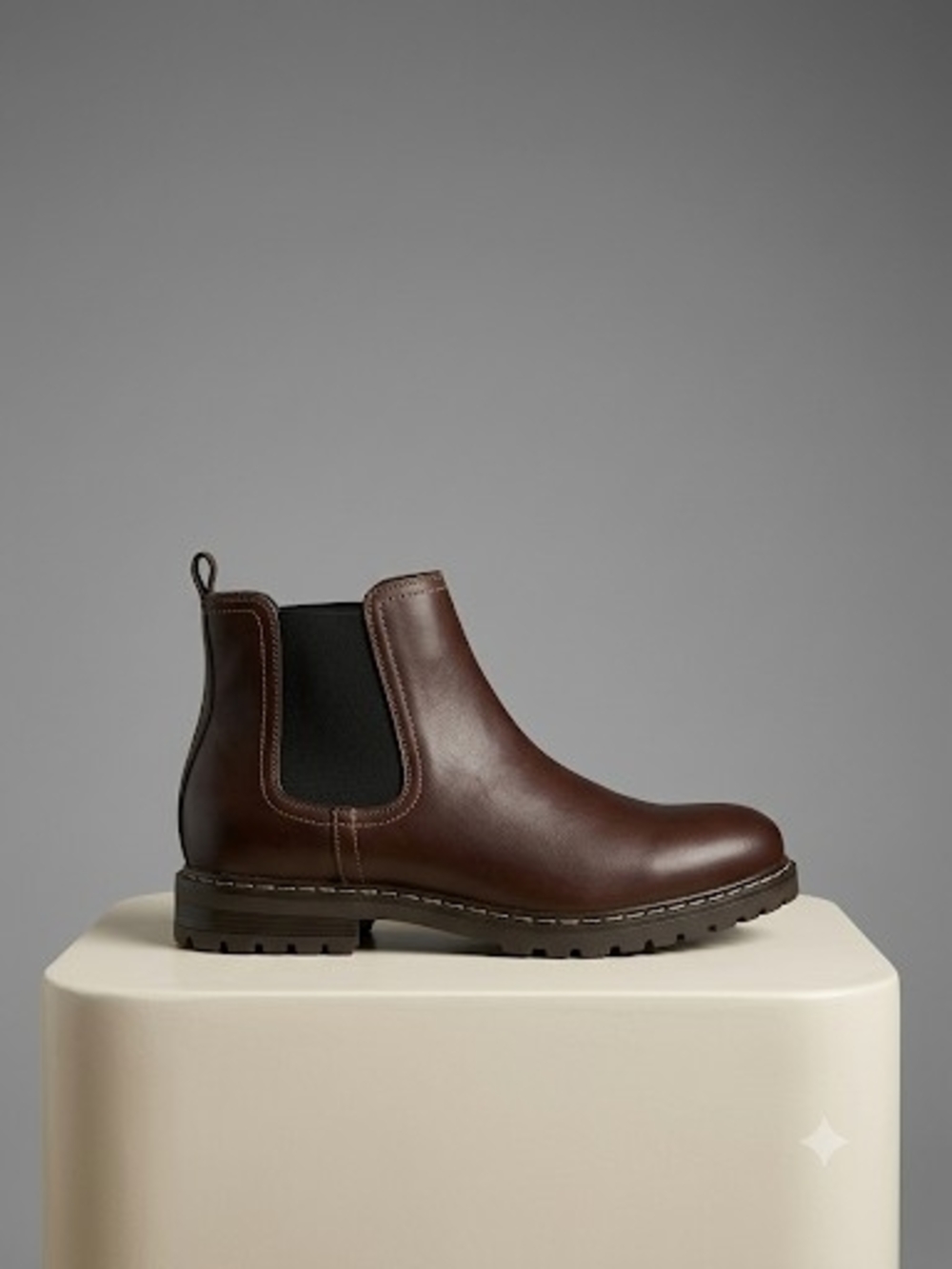 Men's Brown Leather Chukka Boot with Elastic Side Panels